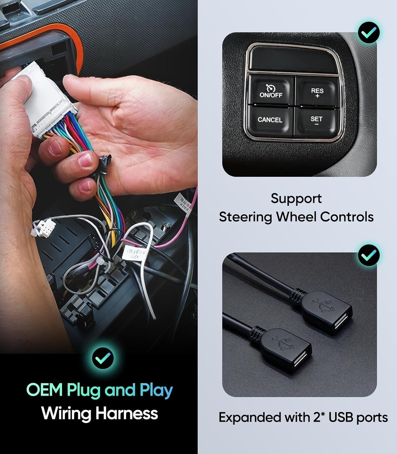 7 Dual Knob Car Radio Stereo FOR Jeep/Dodge/Chrysler WLCarPlay/Wired Android Au