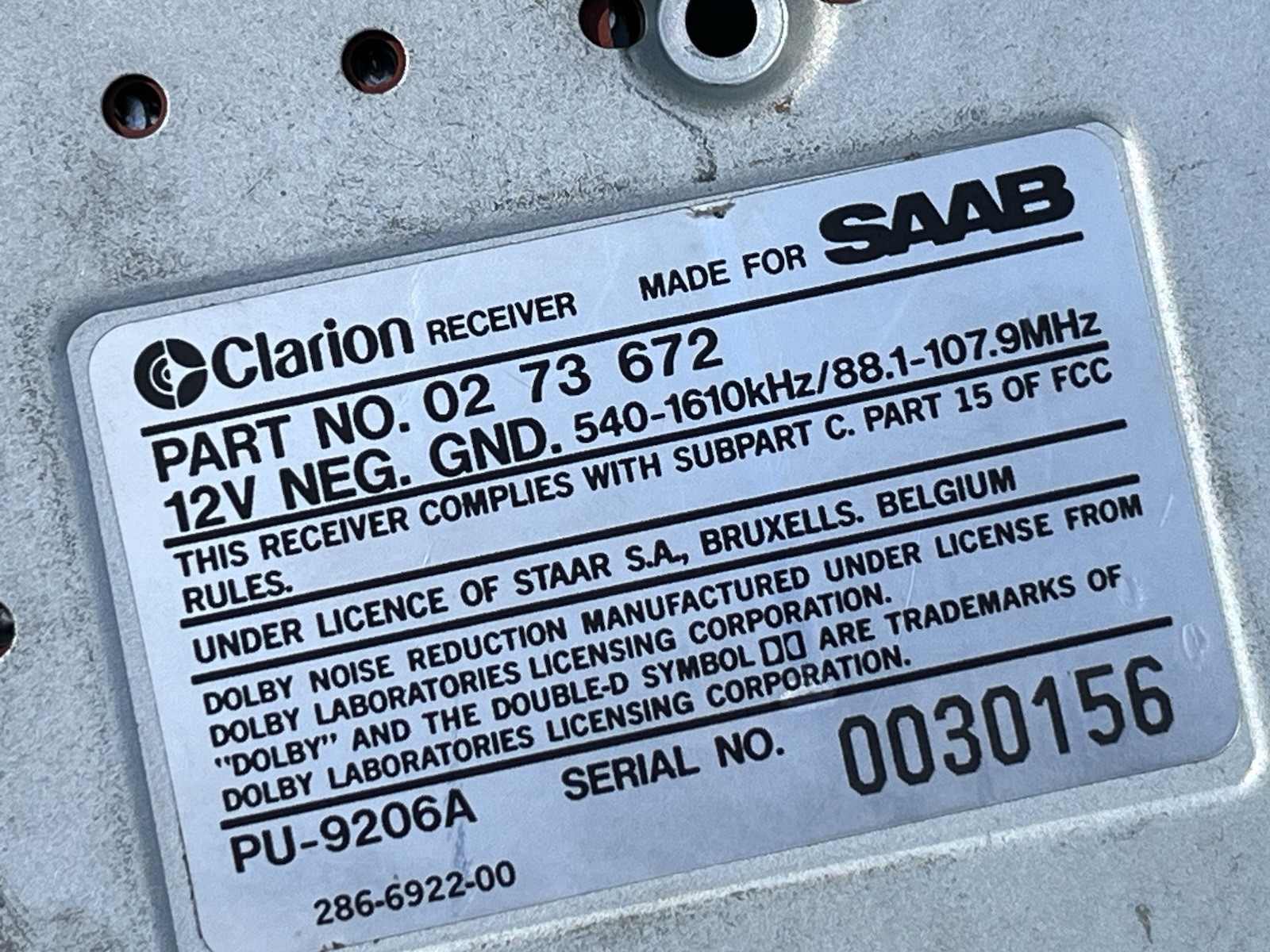 Saab c900 HeadUnit Cage 88-91 OEM