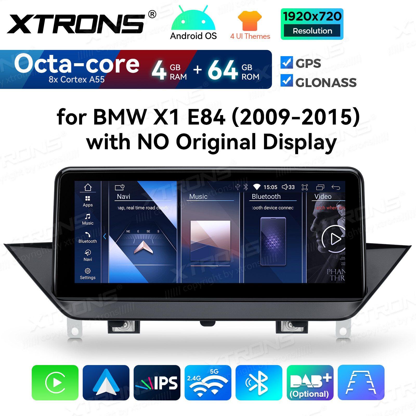 For BMW X1 E84 No Original Display Android 14 Car GPS Navi Stereo 8Core 4+64GB