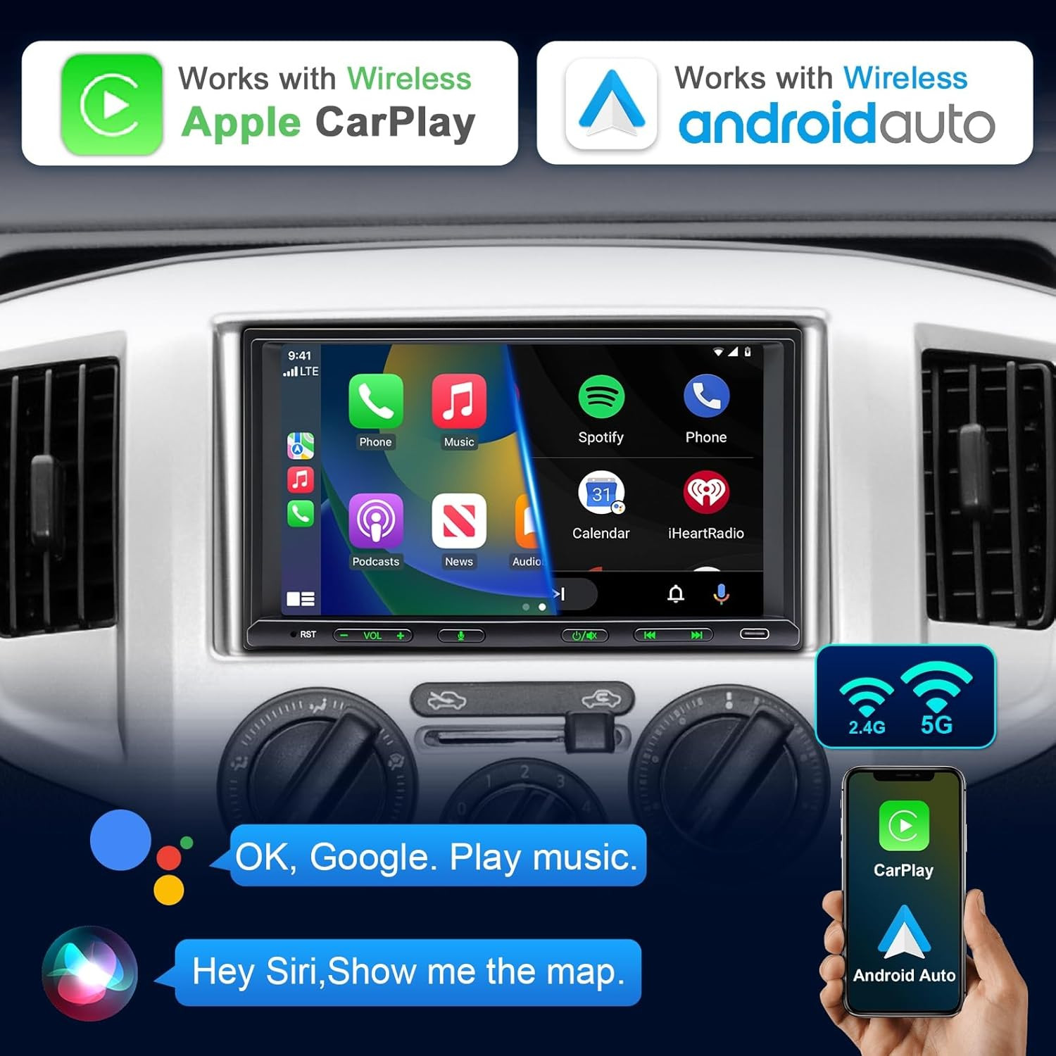 7” Universal 2Din Radio Stereo CarPlay 2+32GB GPS Navigator DSP/EQ BT +Camera