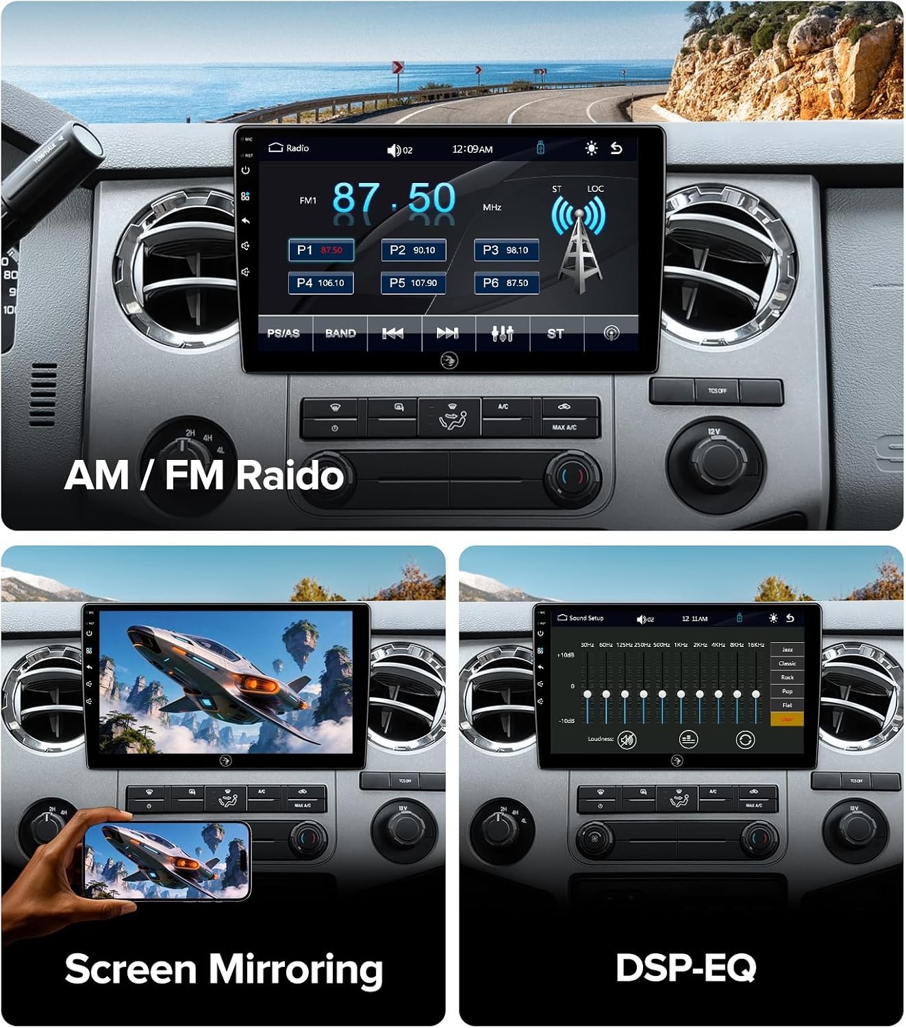 Car Stereo for Ford F150 2004-2008, F250/F350/F450 2008-2016 – Wireless Carplay