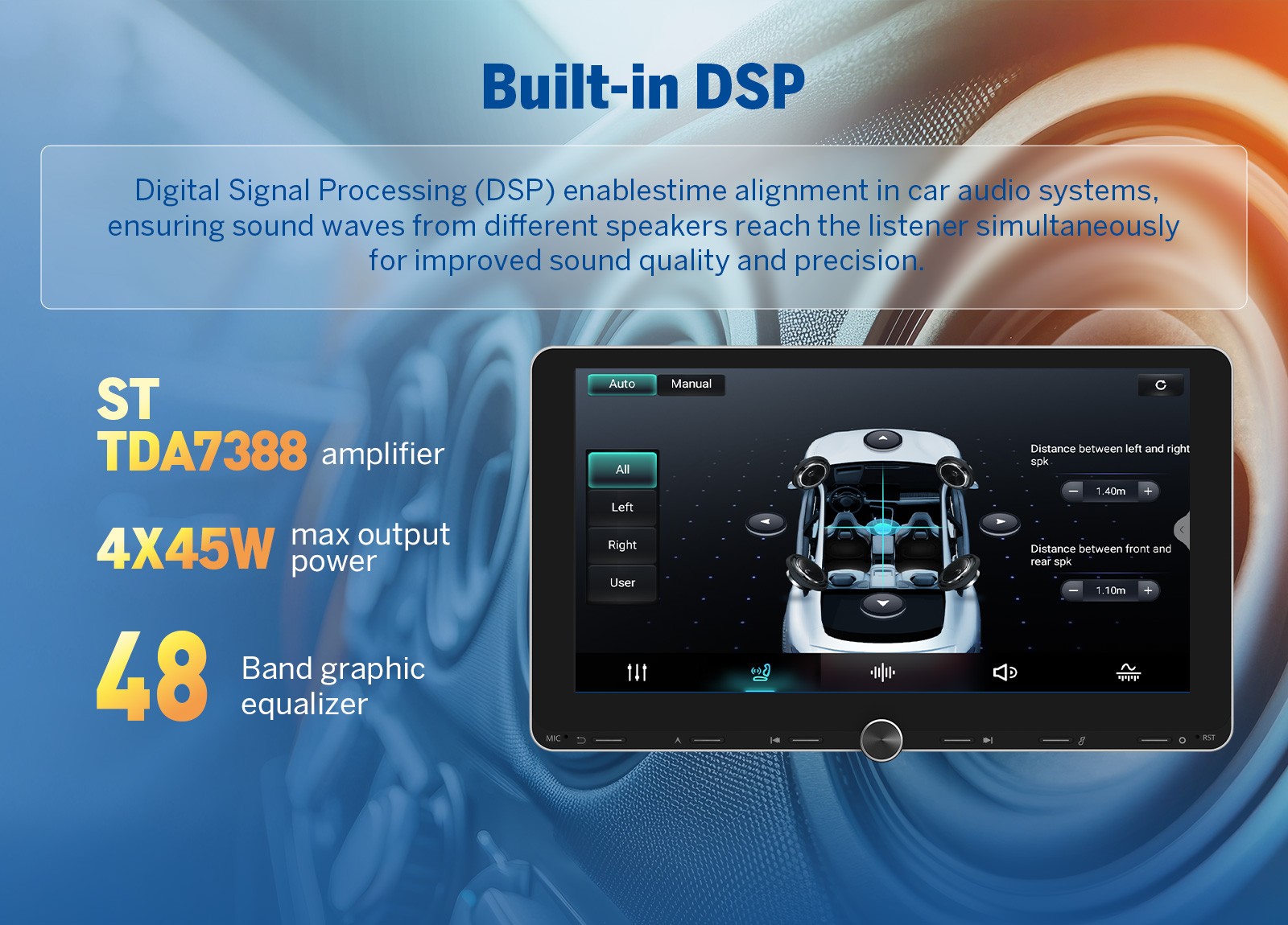 Android Auto 10.1″ IPS Car Dash GPS FM Radio Stereo Apple CarPlay Bluetooth WiFi
