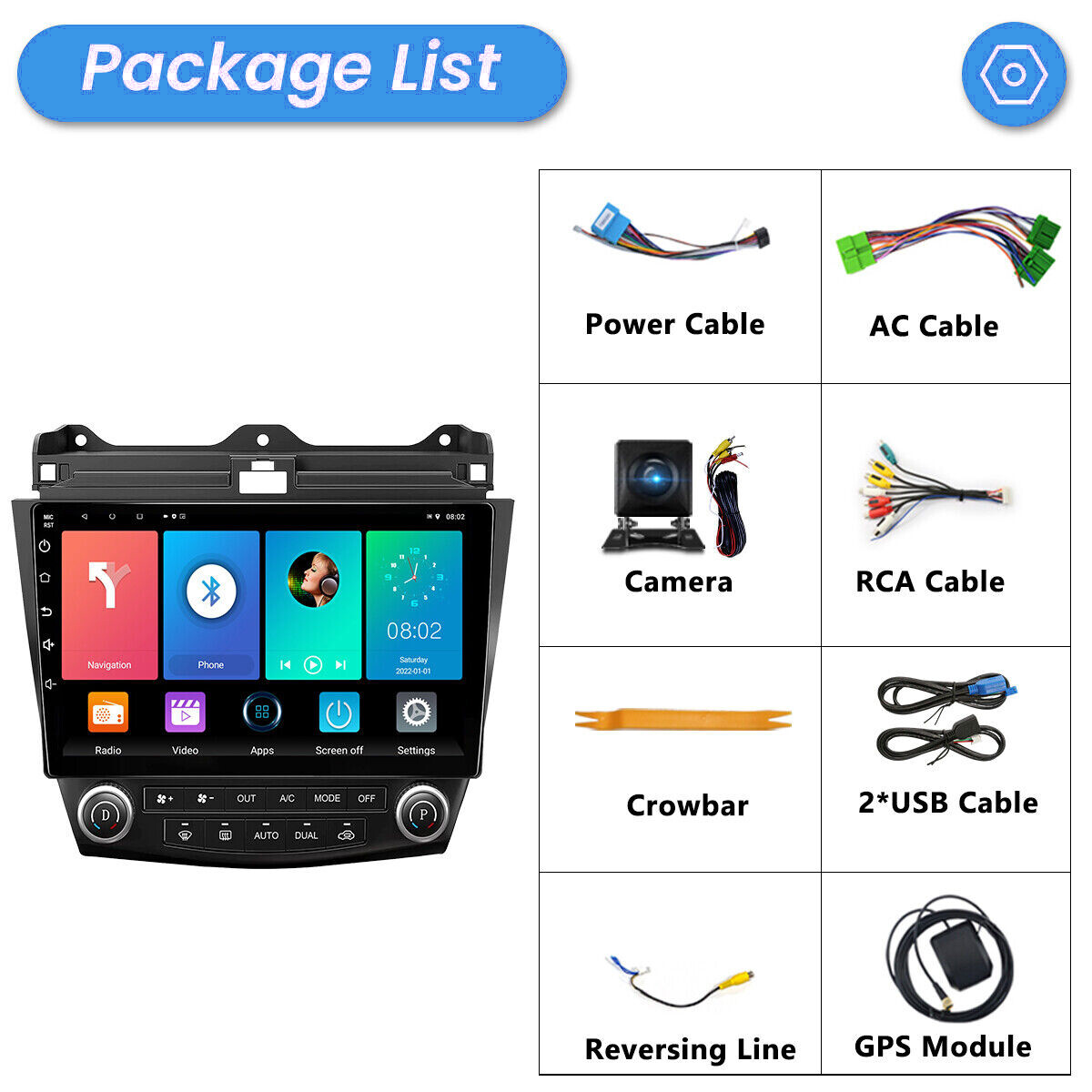 For Honda Accord 7 2003-2007 Apple CarPlay Auto Android 13 Car Radio Stereo Wifi