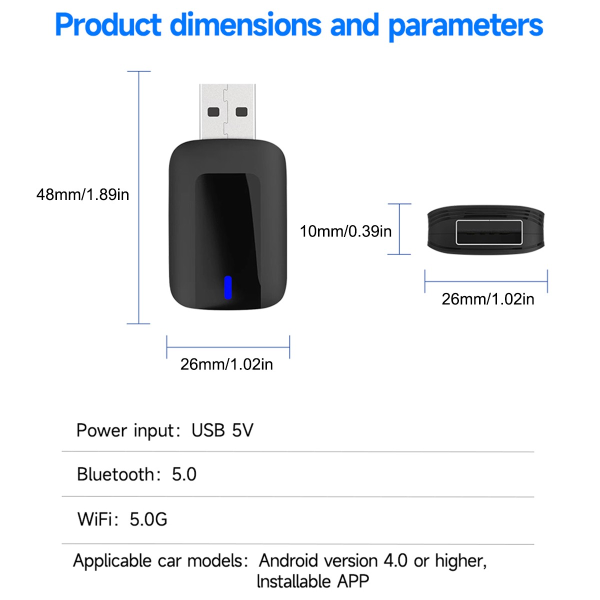 World’s Smallest 2-in-1 CarPlay Android Auto Wireless Adapter 5.8GHz WiFi BT5.0