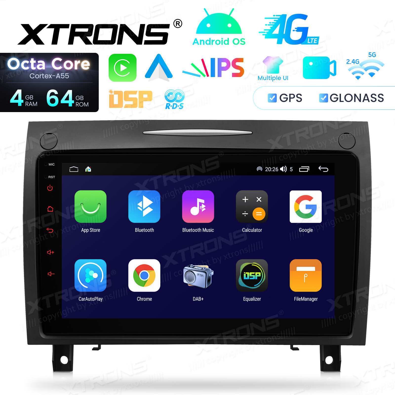 XTRONS 9″ Android 14 8Core 4+64GB Car Radio Stereo GPS for Benz SLK-R171 2004-11