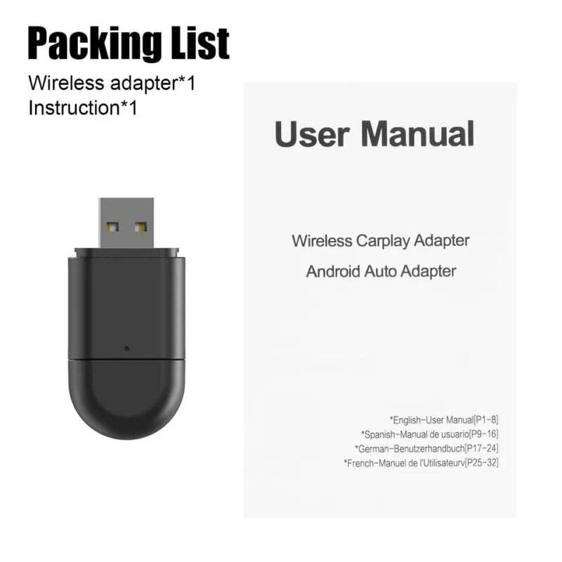 2-in-1 Wireless CarPlay Android Auto Adapter Plug & Play USB for iPhone IOS
