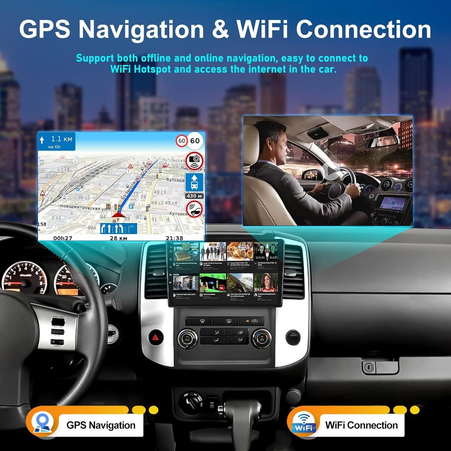 4+64G Android 15 For Nissan Frontier 2009-2012 Car Radio Stereo CarPlay GPS CAM