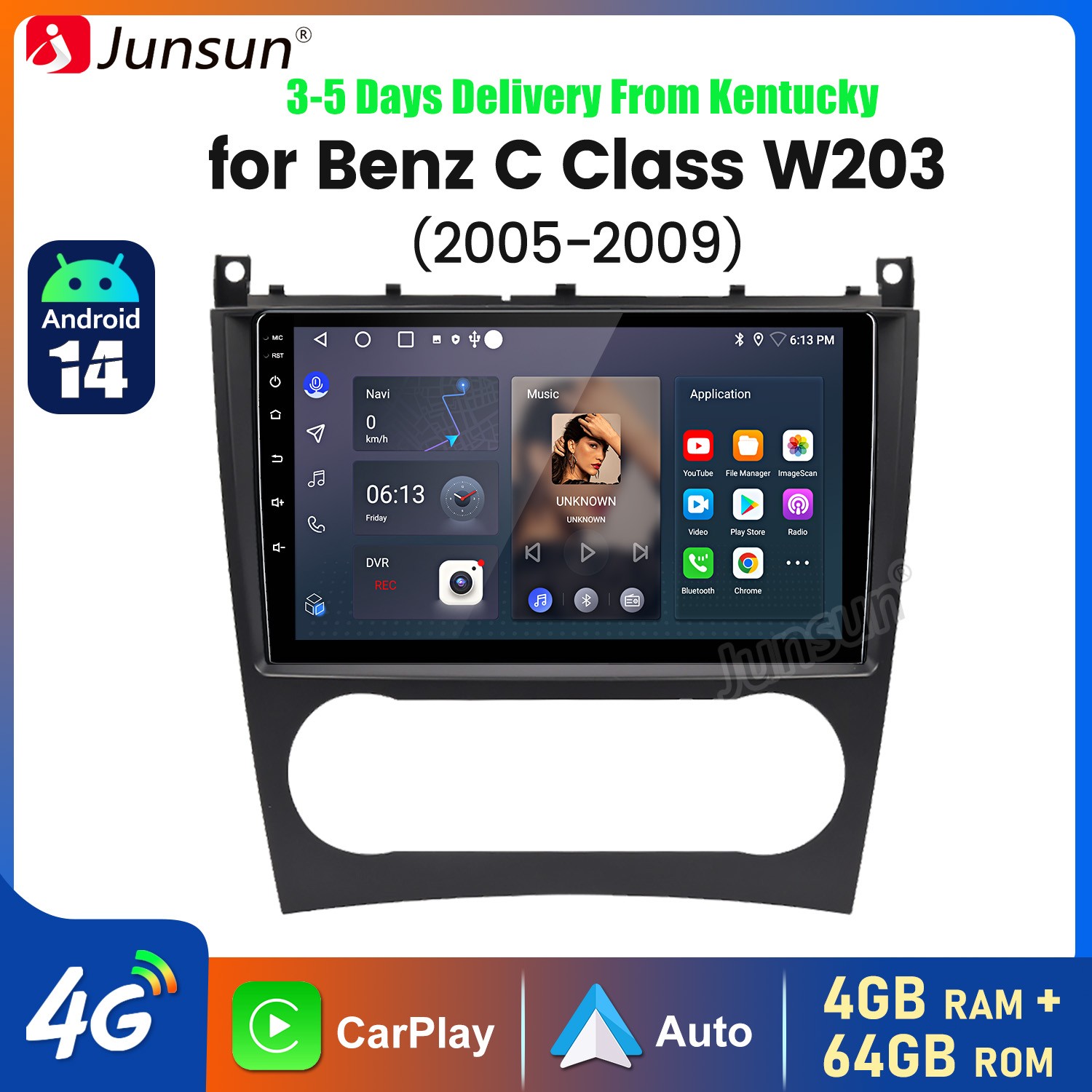 Carplay 4+64GB Car Stereo Radio For Mercedes Benz C Class W203 CLK W209 GPS Navi