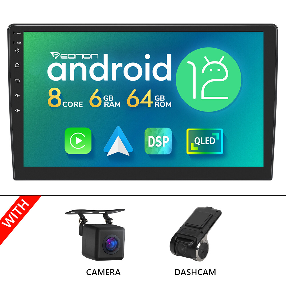 DVR+CAM+10.1″ 2 Din 8-Core 6+64 Android 12 Car Stereo Radio GPS Navi CarPlay RDS