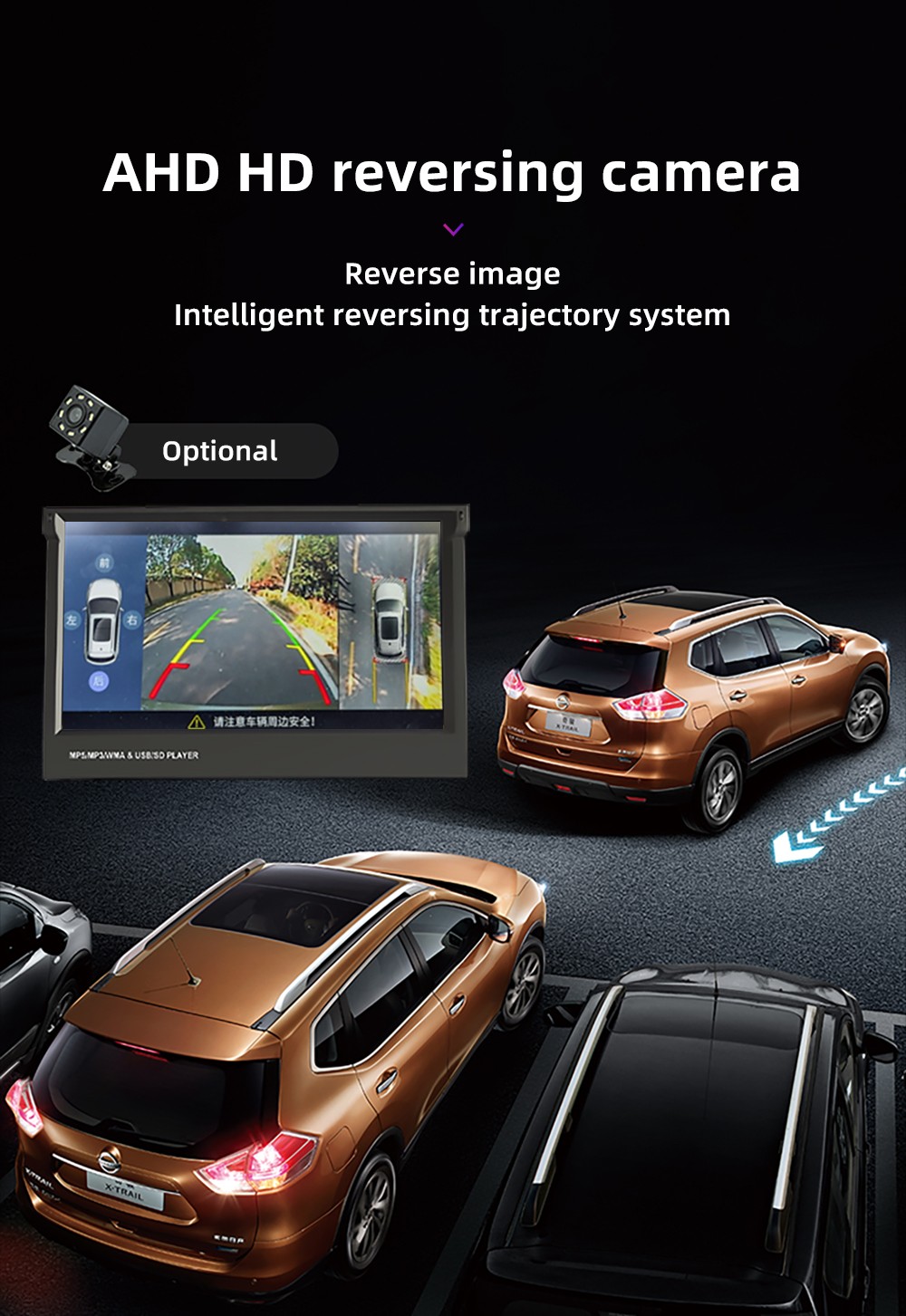 Single 1Din 7″ Touch Screen Stereo Bluetooth Radio Car Apple/Android GPS +Camera