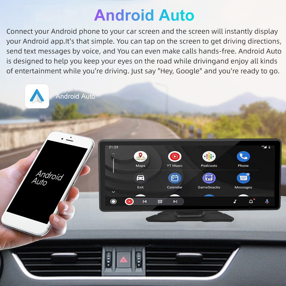 10.26″ Portable Touch Screen Bluetooth Car Stereo Wireless IOS CarPlay/Android