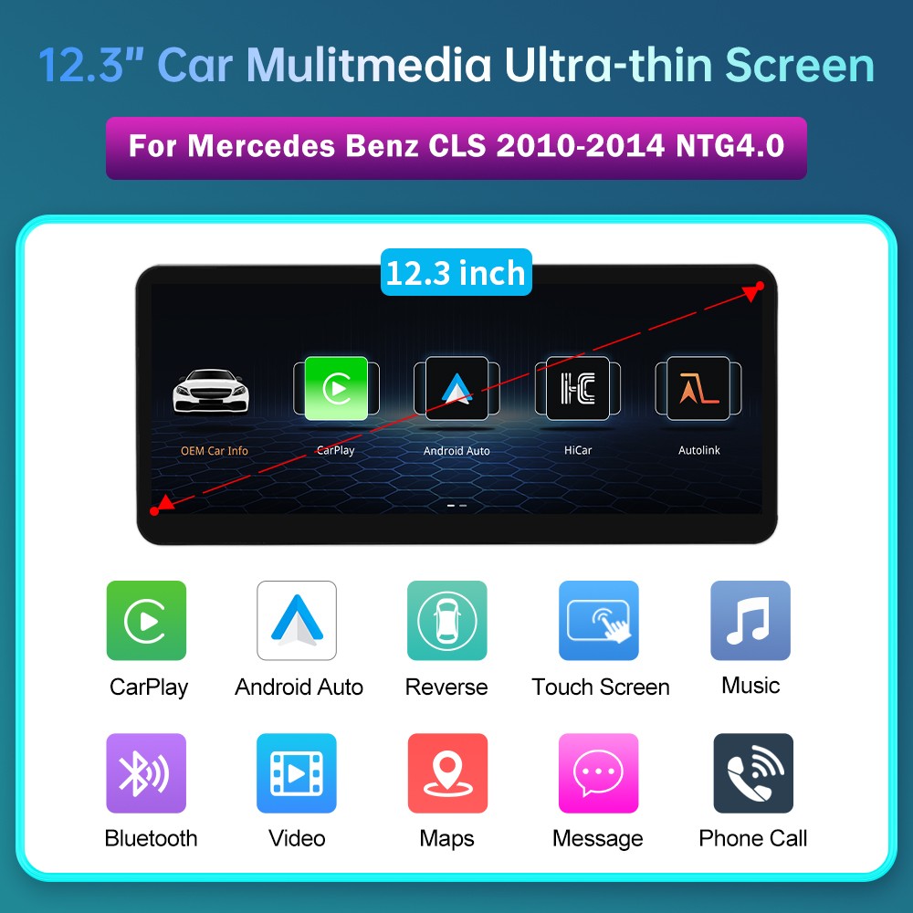 12.3″ Ultra-thin Wireless Touch Screen Carplay For Benz CLS W218 X218 2010-2018