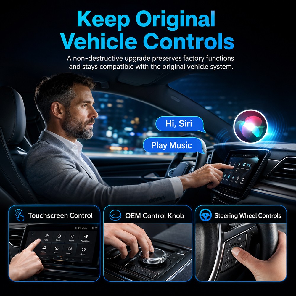 4-in-1 Screen Mirroring Wireless CarPlay Adapter Android Auto AirPlay USB Dongle