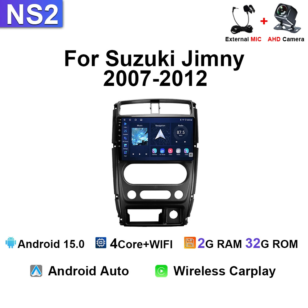 For Suzuki Jimny 2007-2012 CarPlay Auto Multimedia GPS Navi Android 15 Car Radio
