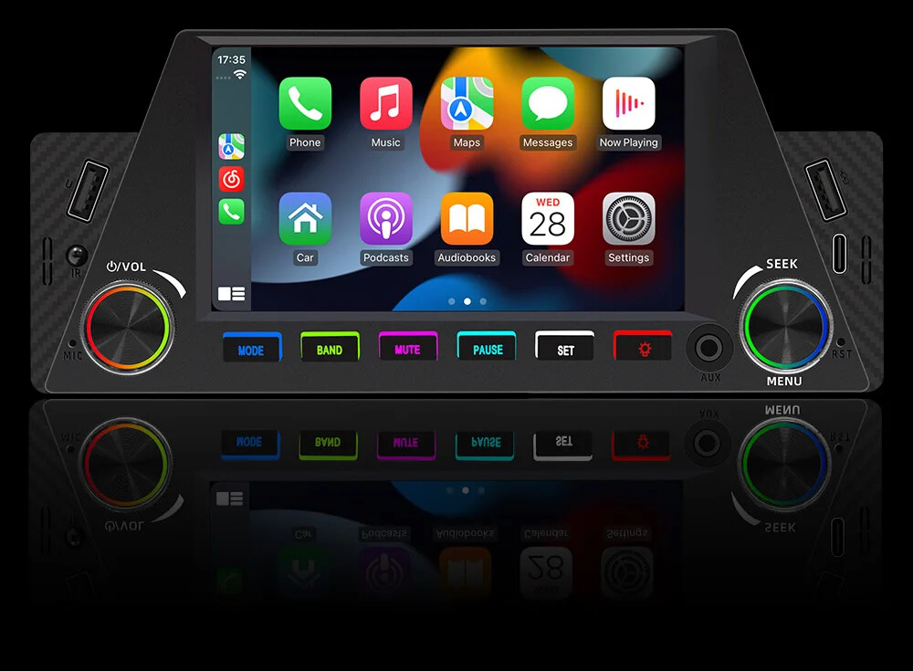 1Din 6.86 Inch Car Radio with Wireless Carplay Android Auto BT MP5 Multimedia