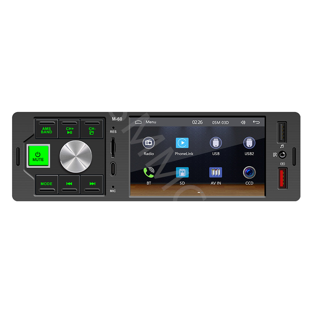 1 Din Bluetooth Media Player Car Stereo Radio For Apple CarPlay TF AUX USB Video