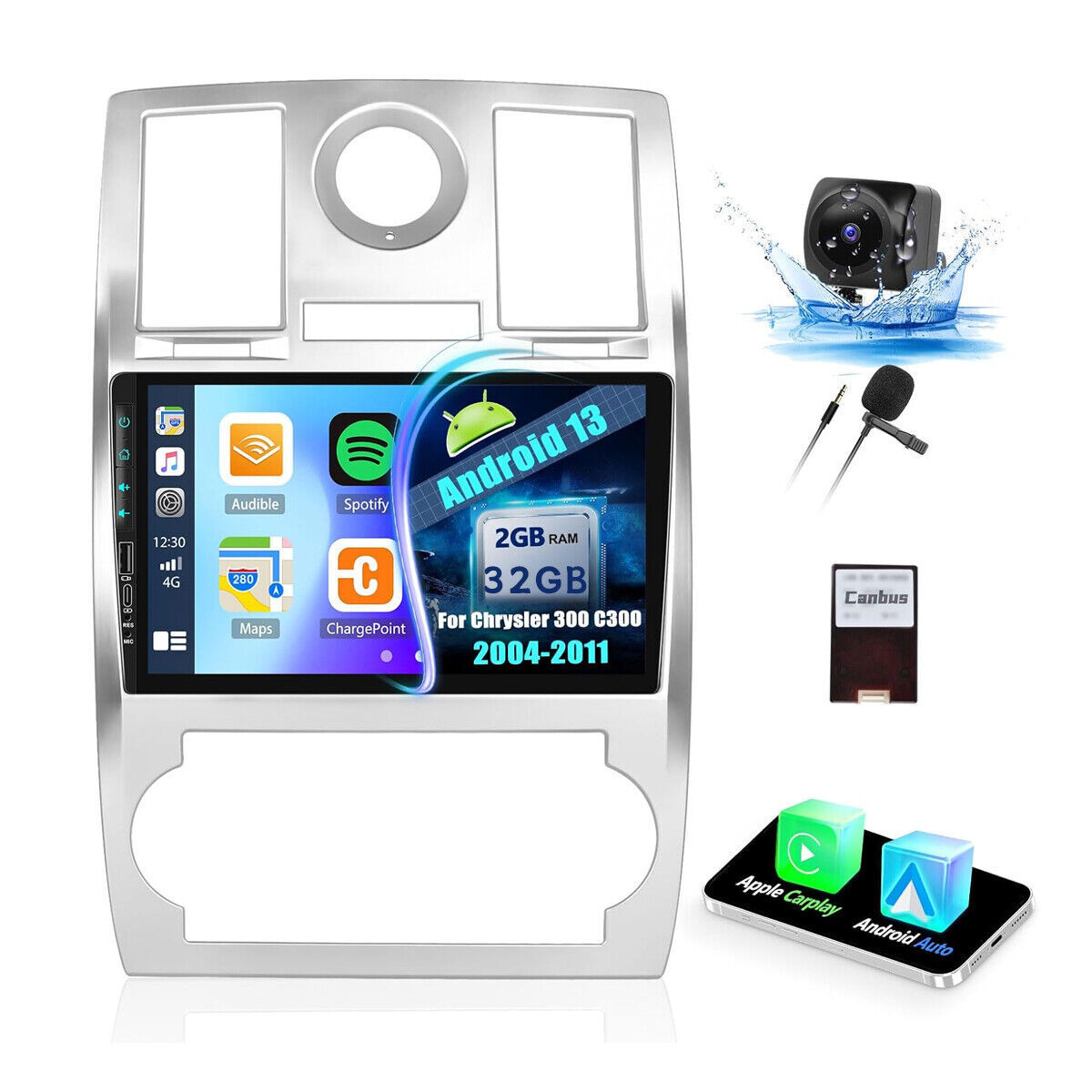 For Chrysler 300C 2005-2010 Car Radio Stereo Android 12 Carplay GPS Navi Player