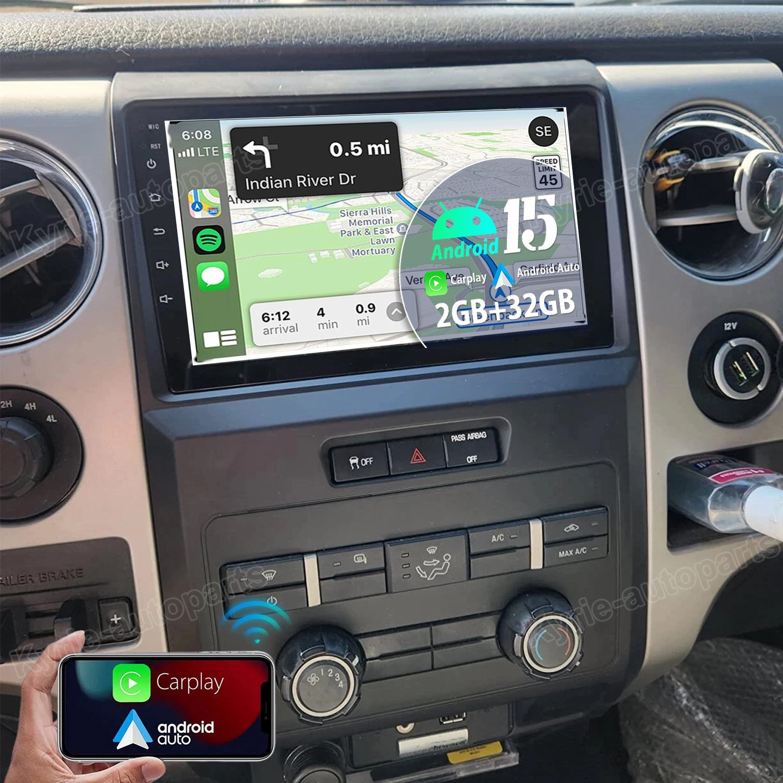 For Ford F150 F-150 2009-2014 32GB Carplay Android 15 Car Stereo Radio GPS WIFI