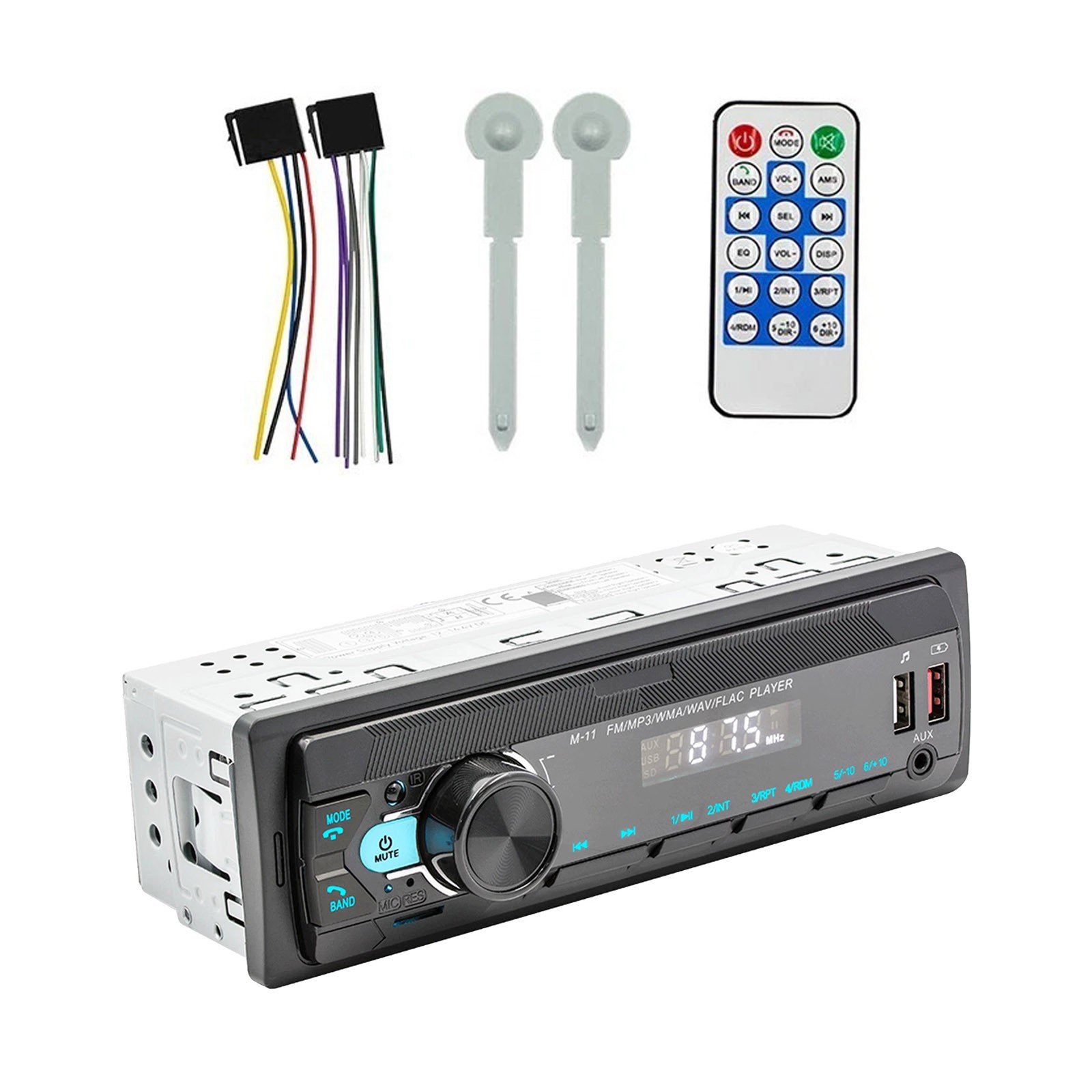 Car Audio Unit Single Din Bluetooth FM Radio USB AUX MP3 Player Remote Control