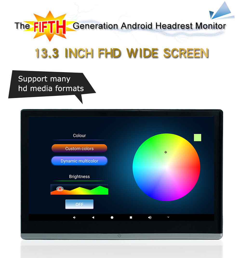 2PCS Android 11 Car Rear Headrest Monitor Player 13.3in Touch Screen 4+64G WIFI