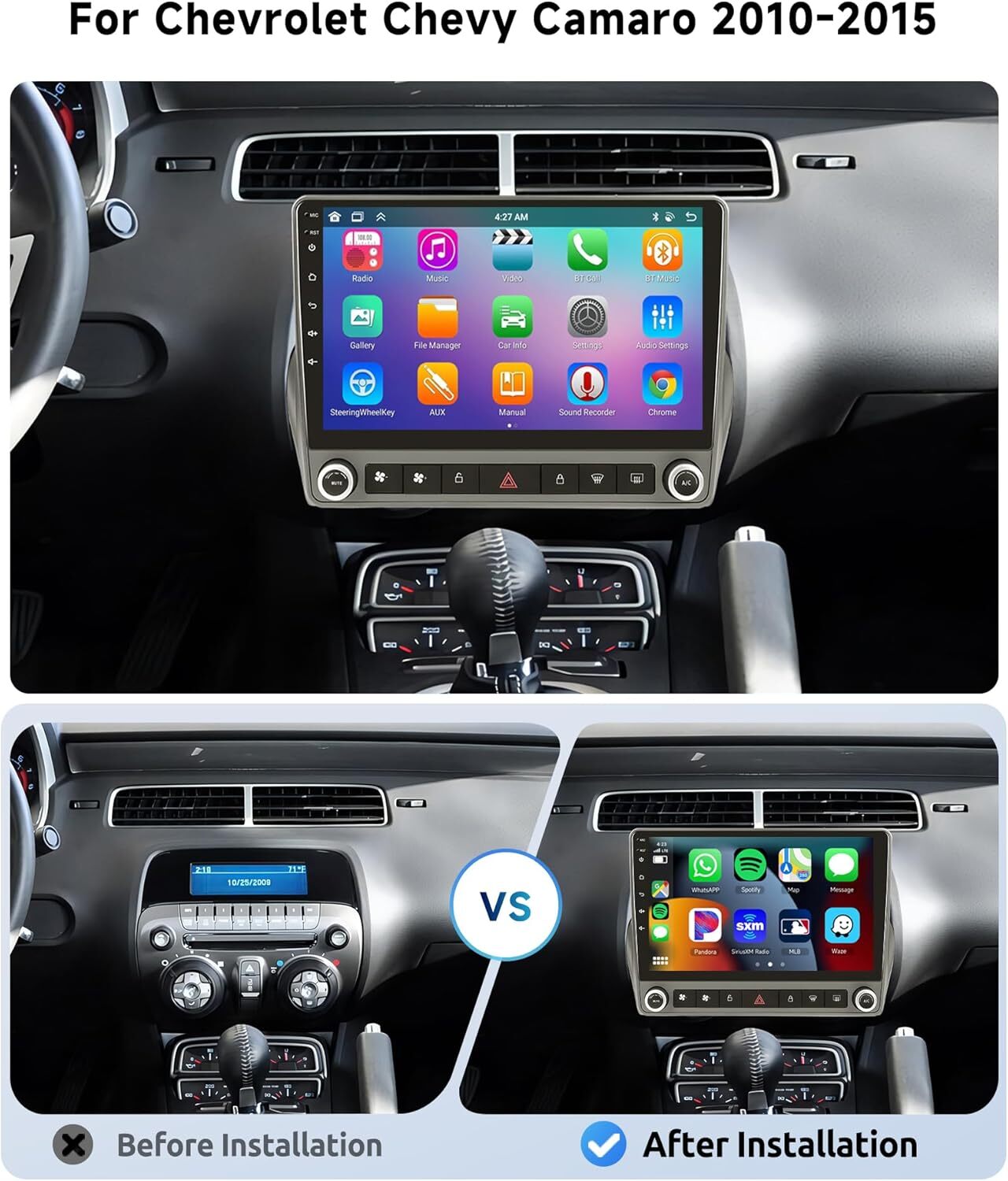 Carplay Android 13 Car DSP GPS Radio Stereo For Chevrolet Camaro 2010-2015