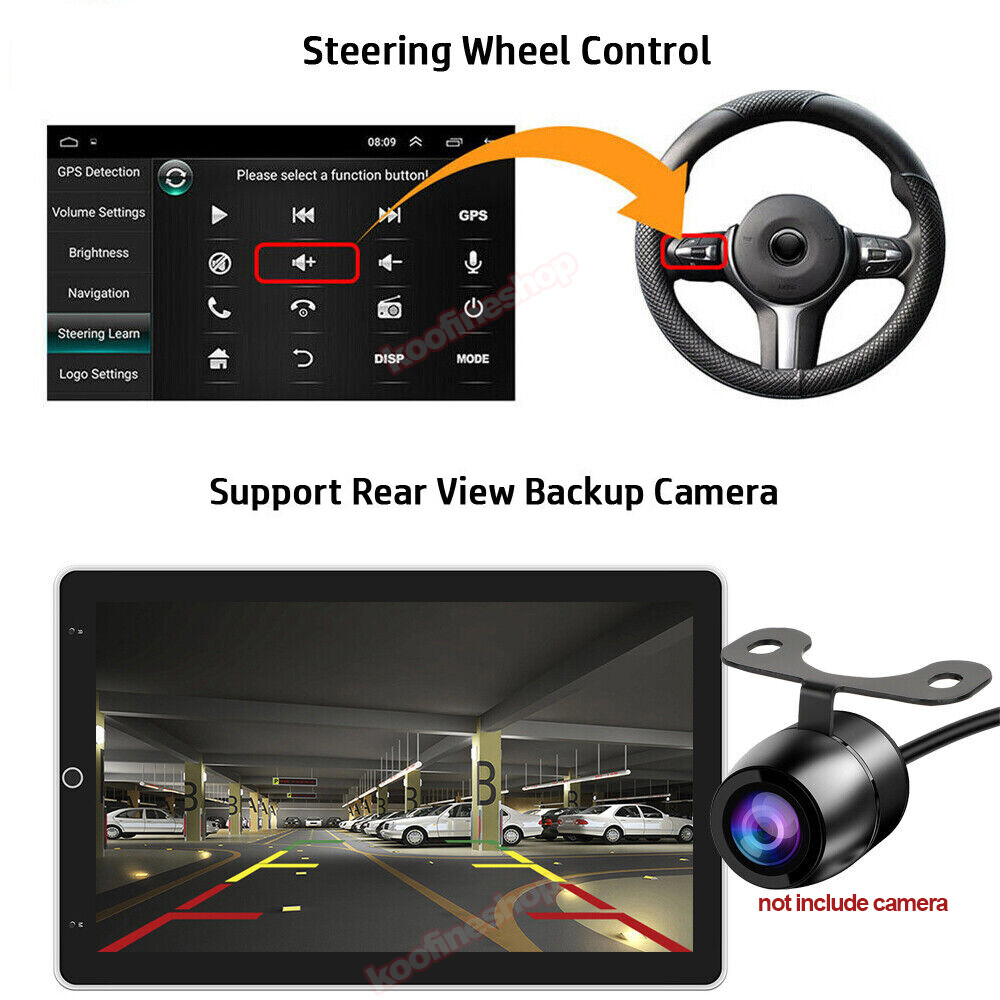 10″ 2DIN Android 13.0 Car Stereo Radio Carplay GPS Wifi Rotatable Screen 2G+32G