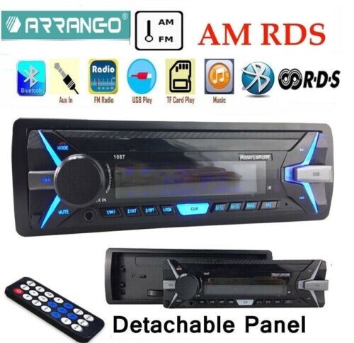 Arrangement AC79307 1DIN Car Stereo RDS+AM FM TF MP3 Player AUX Bluetooth Panel