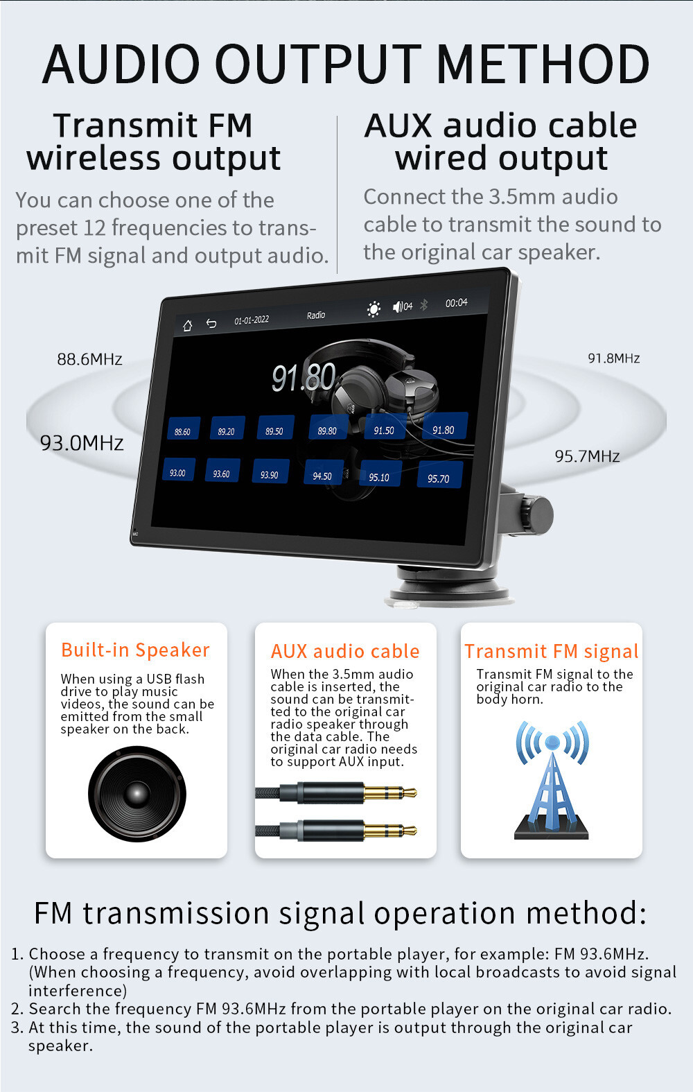 Car Radio MP5 Player For Apple CarPlay Bluetooth Mirror Link Built-in Speaker