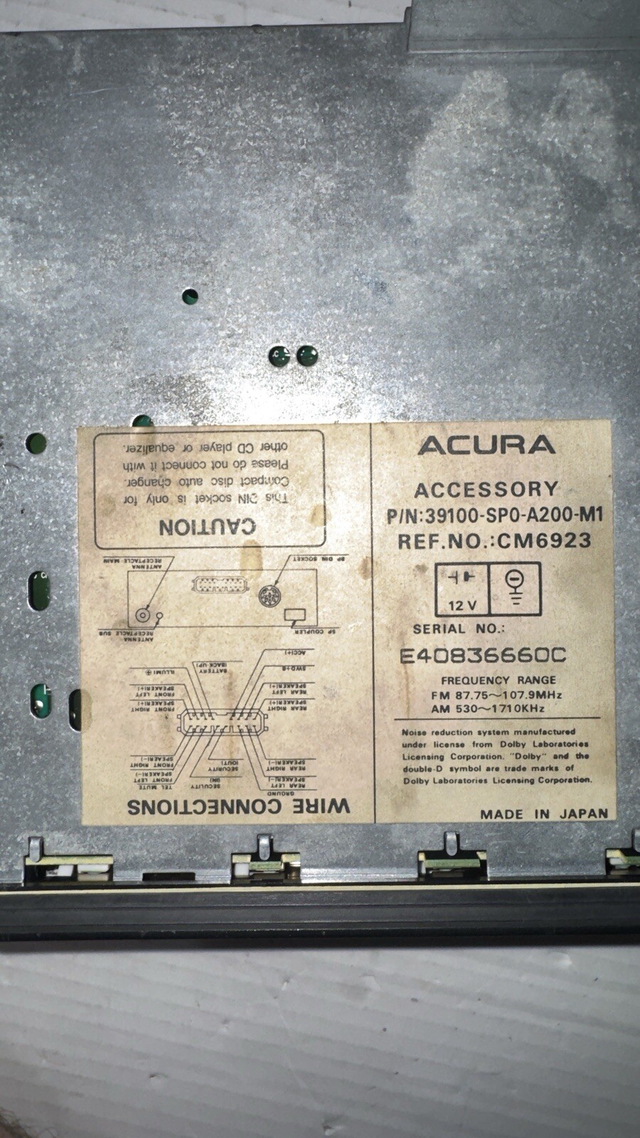 1991,1992,1993,1994,1995 Acura Legend LS Coupe Sedan Radio Bose Stereo For Parts