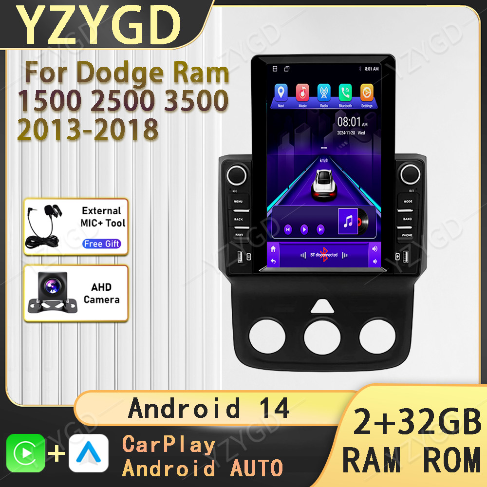 For Dodge Ram 1500 2500 3500 Car Radio Player Screen 2013-2018 Android CarPlay