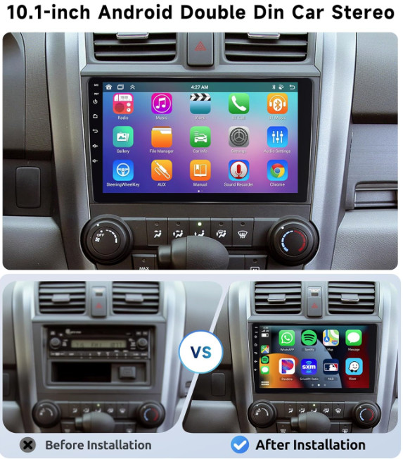 10.1″ Double 2 Din Car Radio Android 13 GPS WIFI BT Carplay Touch Screen Stereo