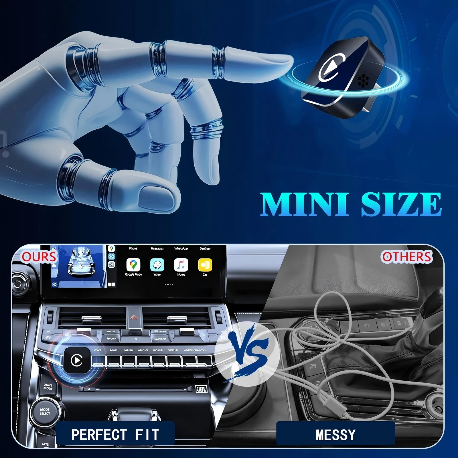 Wireless USB CarPlay Adapter Dongle For iPhone Apple Android Auto Plug & Play