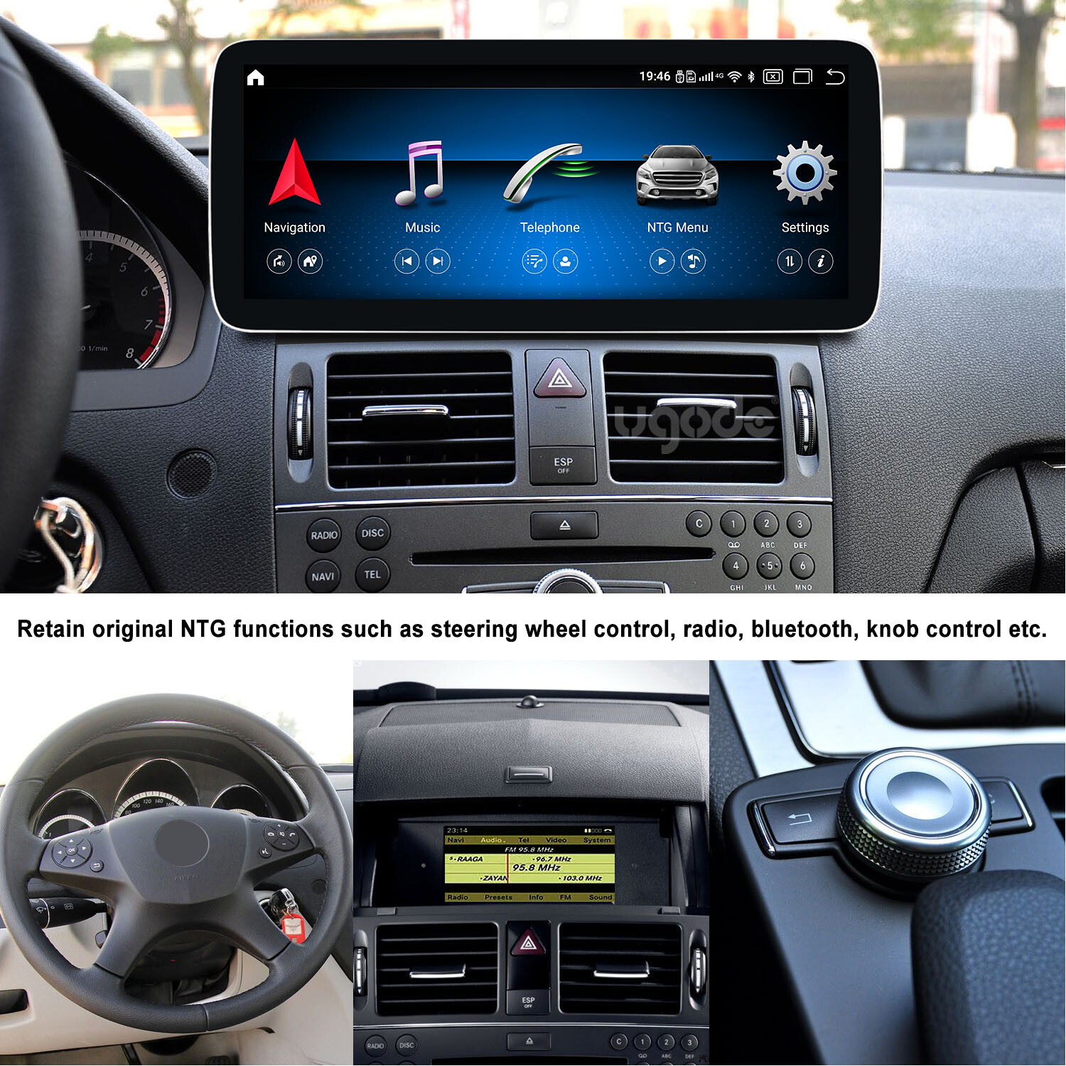 12.3in W204 Android13 Screen Display Multimedia GPS Mercedes Benz C 2007-2010