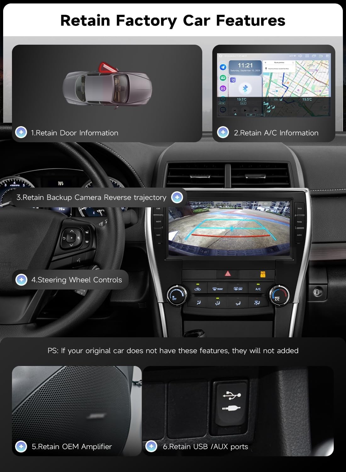 Roadanvi 10.33″ Car Radio Toyota Camry 2015-2017 Wireless Carplay Android Auto