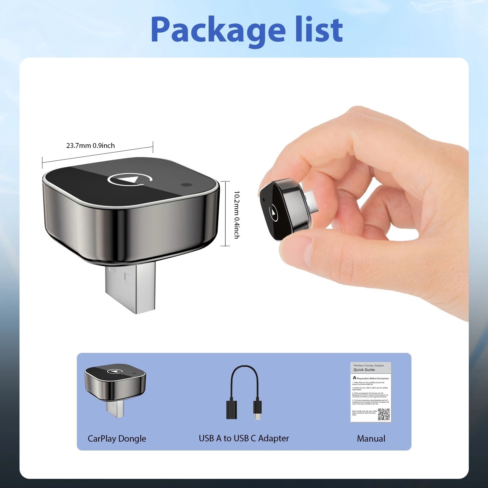 Wireless CarPlay Android Auto Adapter 2-in-1 5GHz WiFi USB Type-C Plug Play