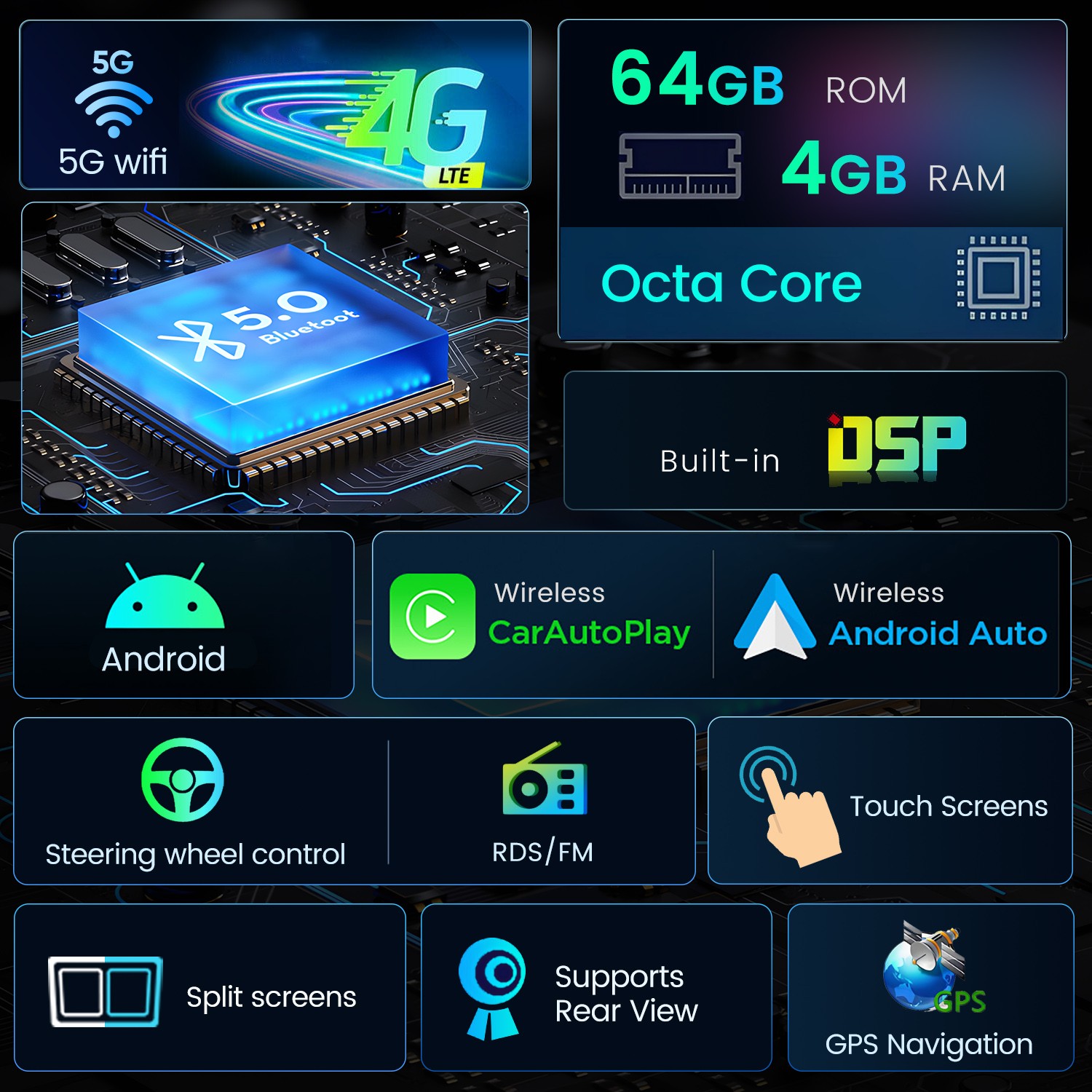For Ford F150 2009-2012 4G CarPlay 4+64GB Android15 12.1“Car Radio GPS Navi WIFI