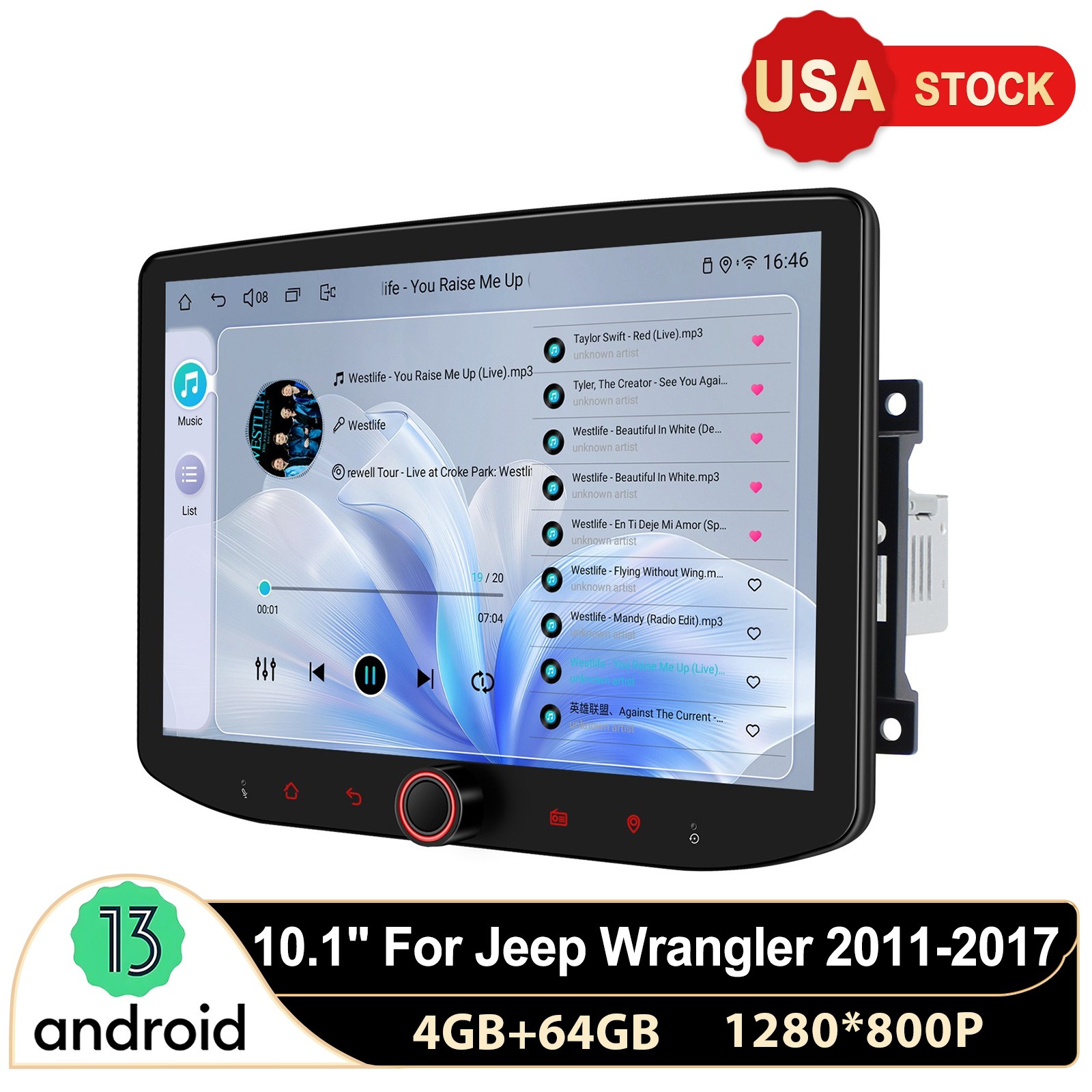 Android 13 Radio10.1 Inch for 2011-2017 Jeep Wrangler JK Support Alpine AMP/SWC