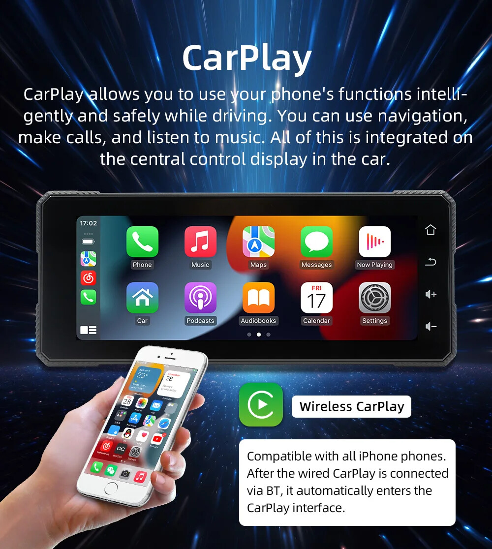 6.86 Inch Wireless Carplay Android AUTO BT Wireless Carplay Navigation Driving