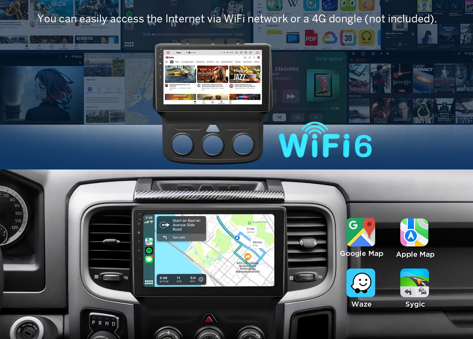 Android 14 Auto 9″ IPS Touch Car Radio Stereo CarPlay GPS DSP WiFi For RAM 3500