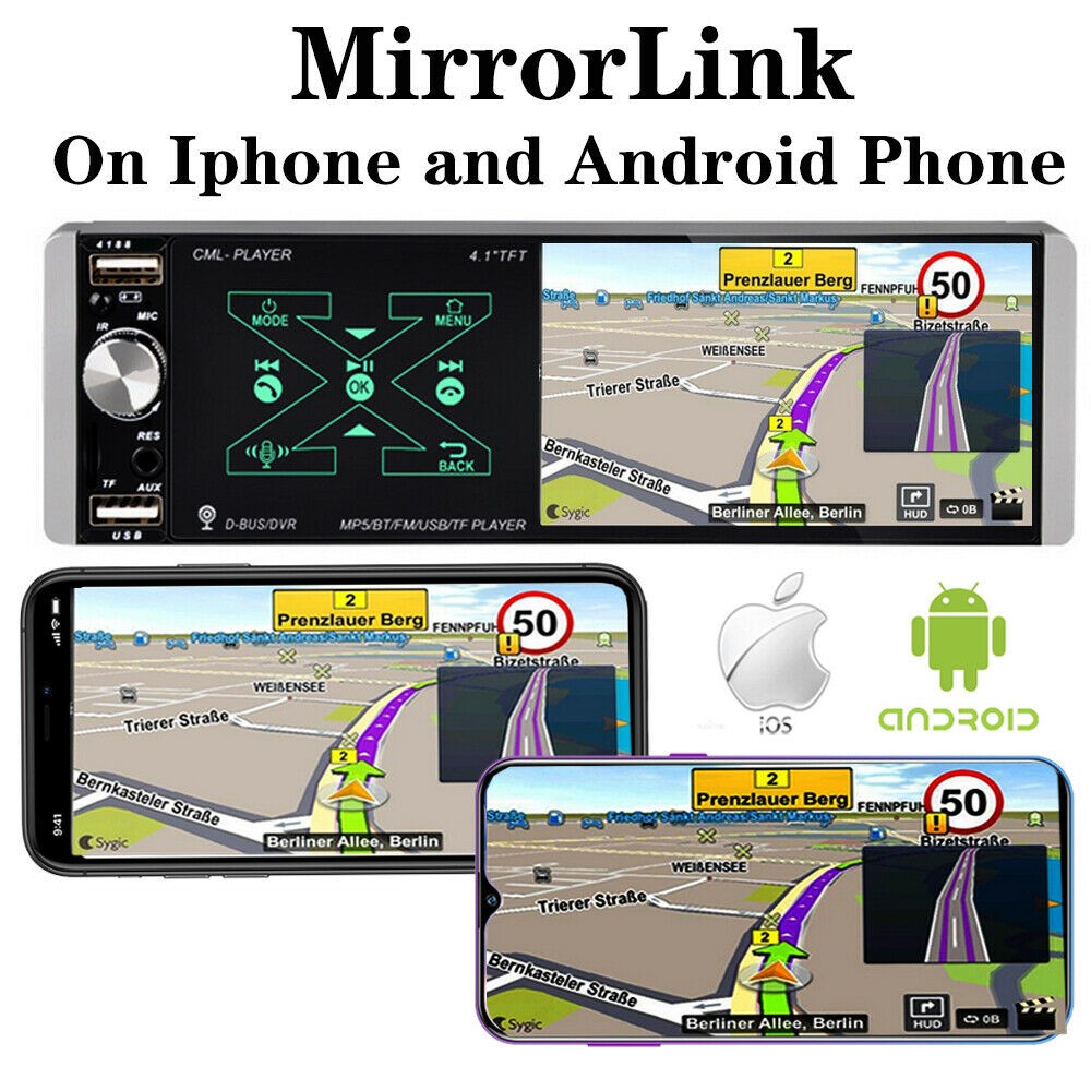 4″ 1DIN Car Stereo MirrorLink BT MP5 Player RDS AI Voice Touch FM AUX USB TF SWC