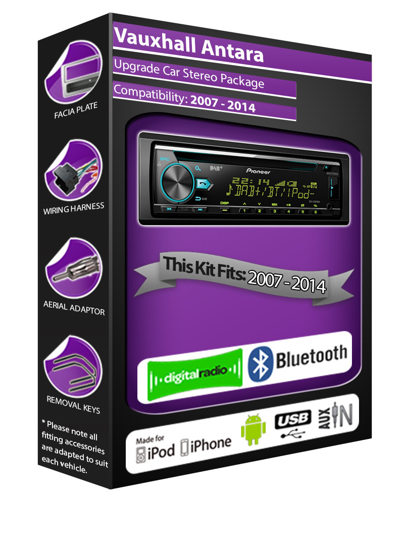 Vauxhall Antara DAB radio, Pioneer car stereo CD USB AUX player, Bluetooth kit