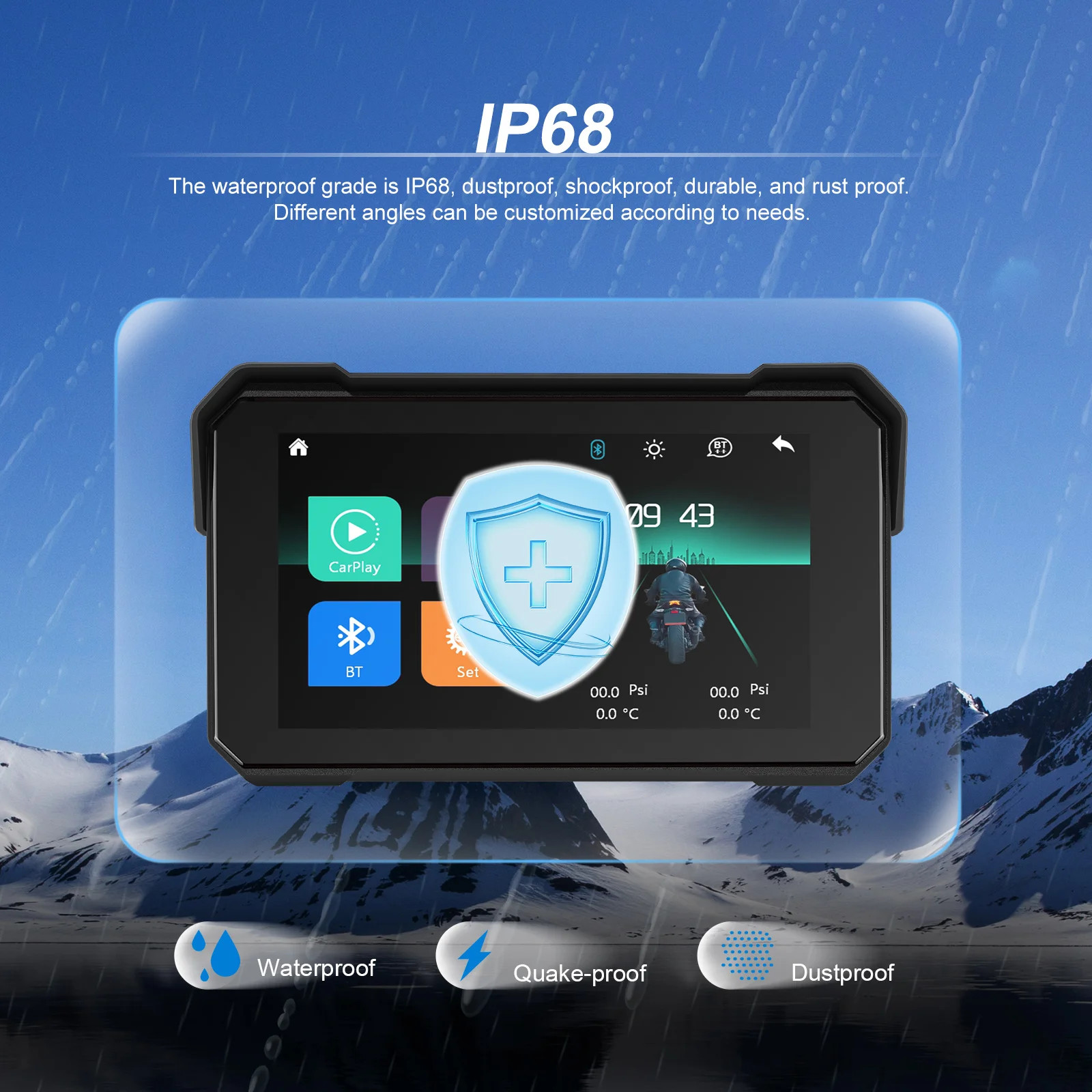 Podofo 5 ” IPS Screen Wireless Carplay Monitor for Motorcycle GPS Navigation…