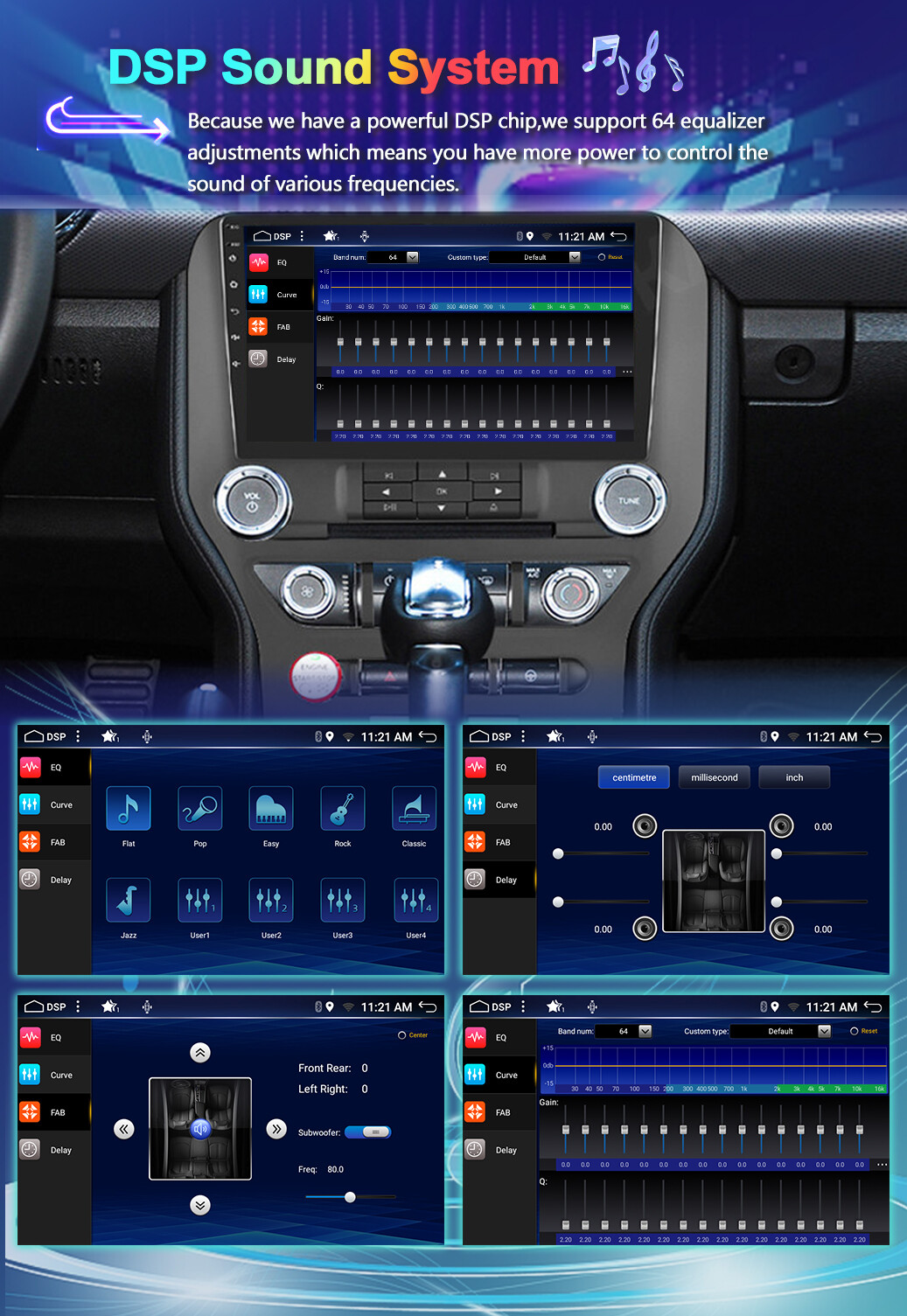 6G+128GB Car Stereo Radio For Ford Mustang 2015-2021 Android 14 Car Play GPS DSP