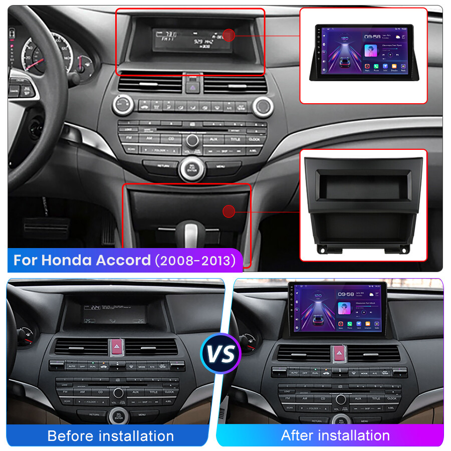 8Core 4G+64GB Android 12 Carplay Car Radio For 2008-2013 Honda Accord 8 GPS Navi