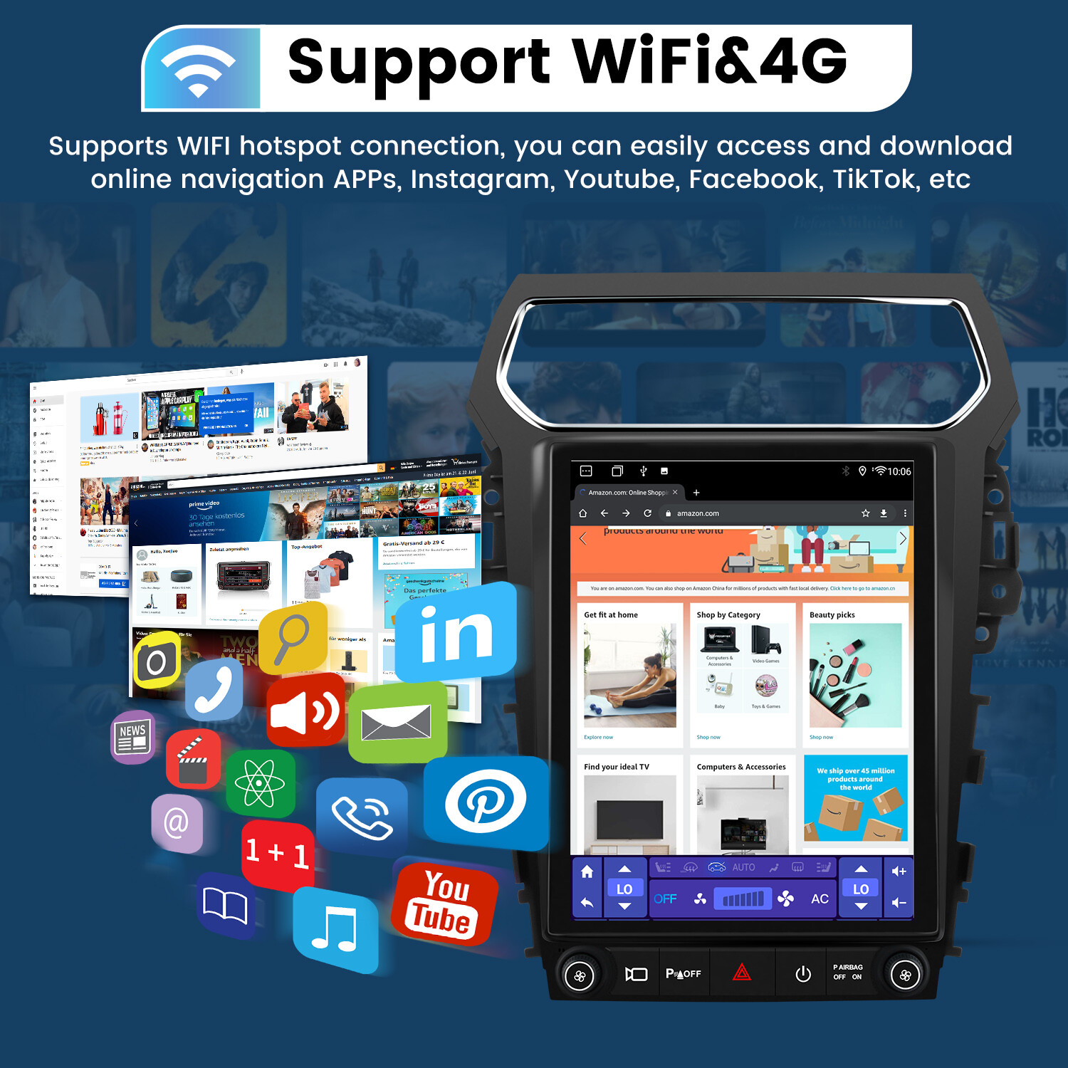 12.1″ Android 13 Car Radio Stereo 8 Core for Ford Explorer 2011-2019 CarPlay GPS