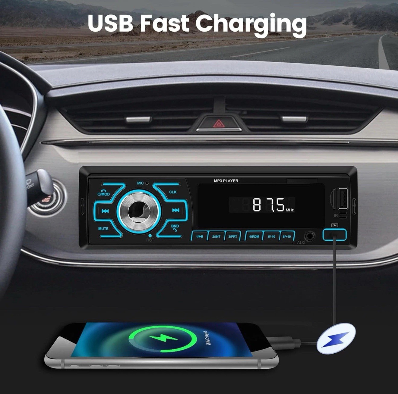 Single DIN Car Stereo With Bluetooth Radio Handfree Call/FM/USB/TF Card/AUX in