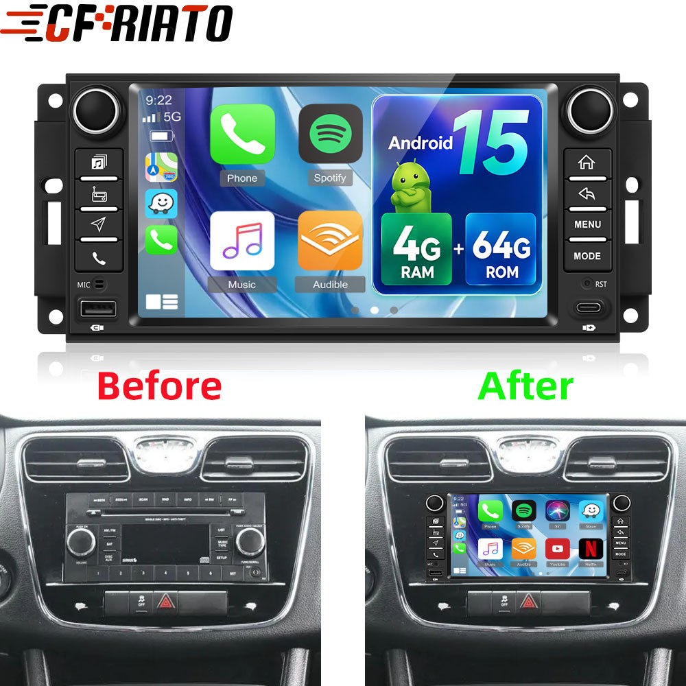 For 2011-2014 Chrysler 200 4+64GB pple CarPlay Android 15 Car Stereo Radio GPS