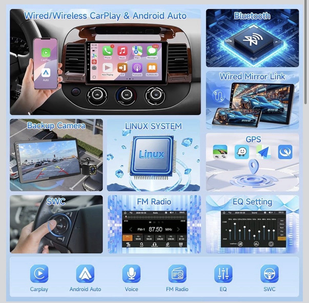 Carplay for Toyota Camry 2002-2006 Android Auto Car Stereo Radio GPS Navi WIFI