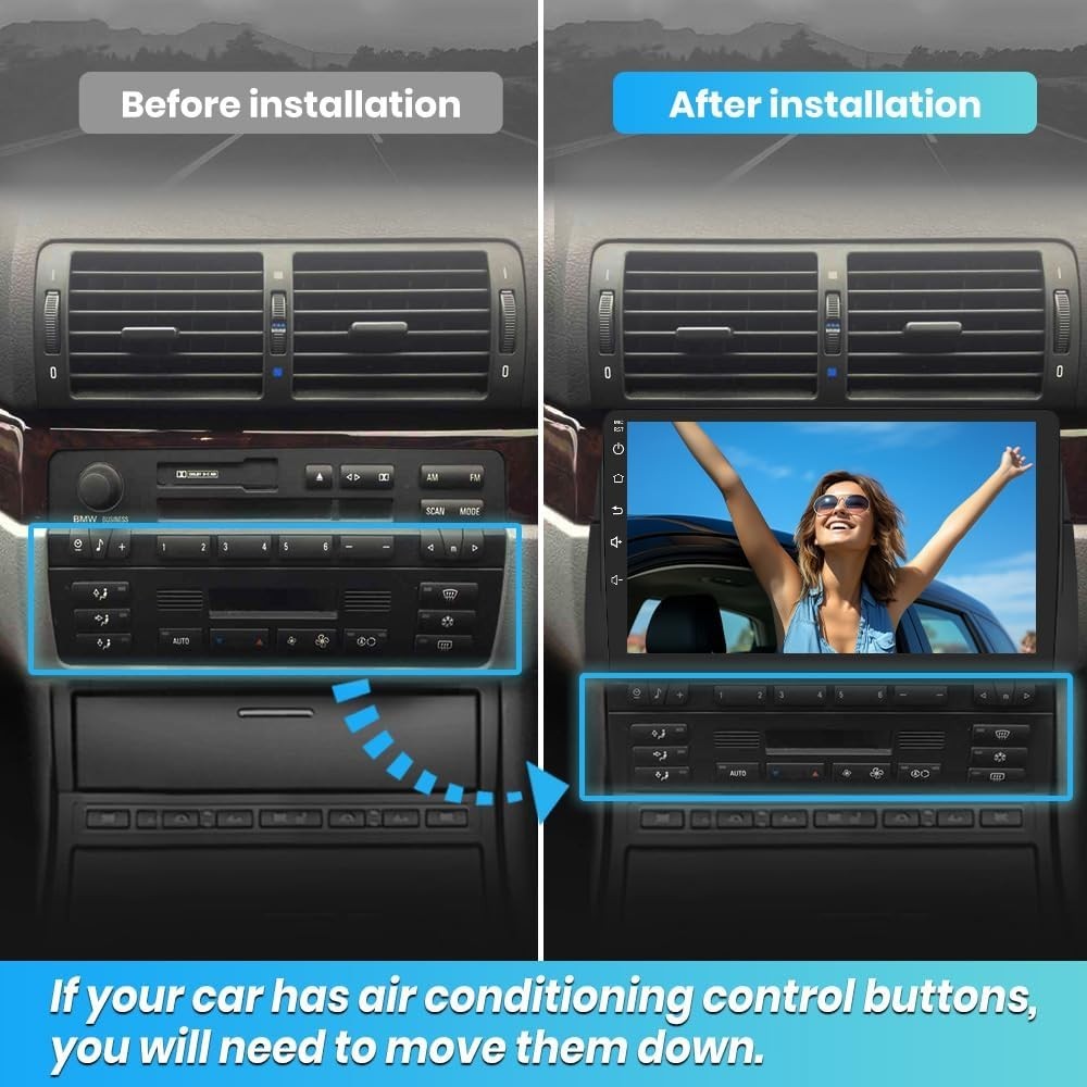 BMW E46 1998-2005 with 9 inch Touchscreen 8 Core 4GB+64GB, Carplay, Android Auto