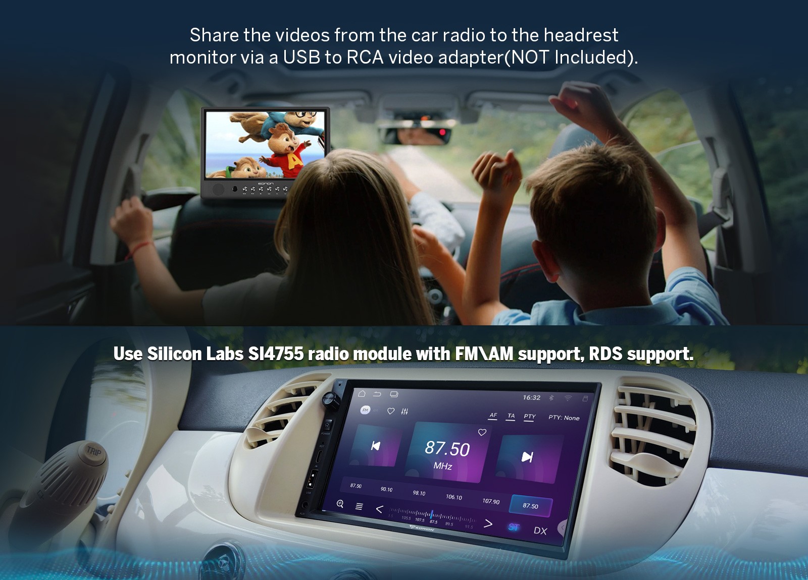 7″ IPS Android 13 Car Play Stereo 2 Din Radio GPS Navi Bluetooth WiFi Multimedia